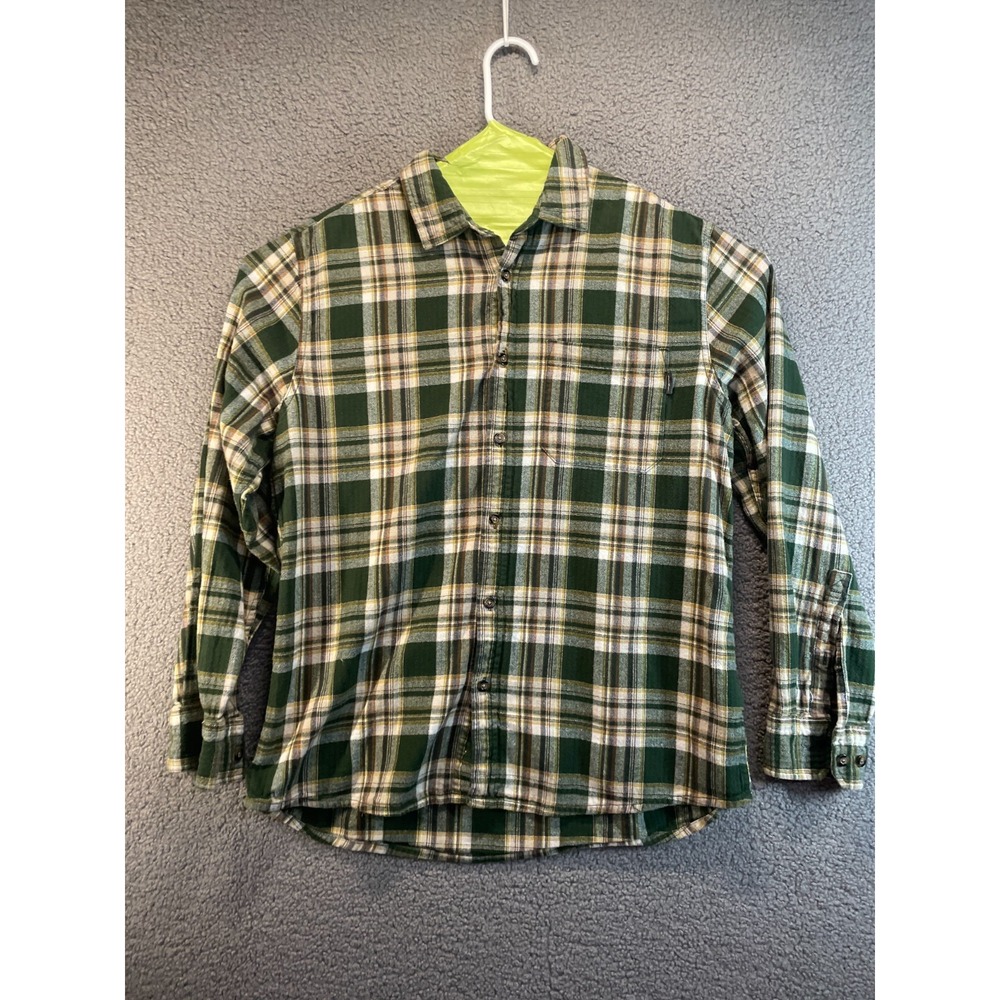 Eddie Bauer Flannel Shirt Mens Large Tall Brown Gray Plaid Dress Button Up